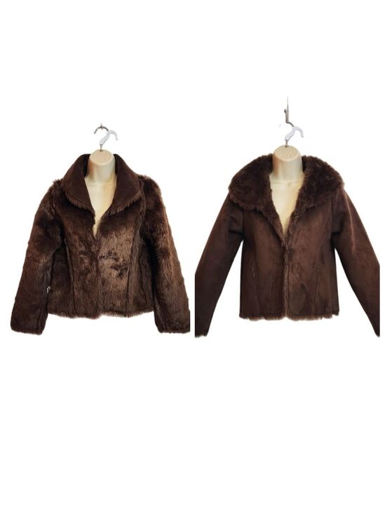 Mixit Jackets & Blazers - Mixit Reversible Faux Fur Suede Crop Jacket Brown Small